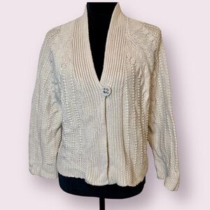 CAbi Cropped Shrunken Cardigan Sweater Neutral Tan Size Medium